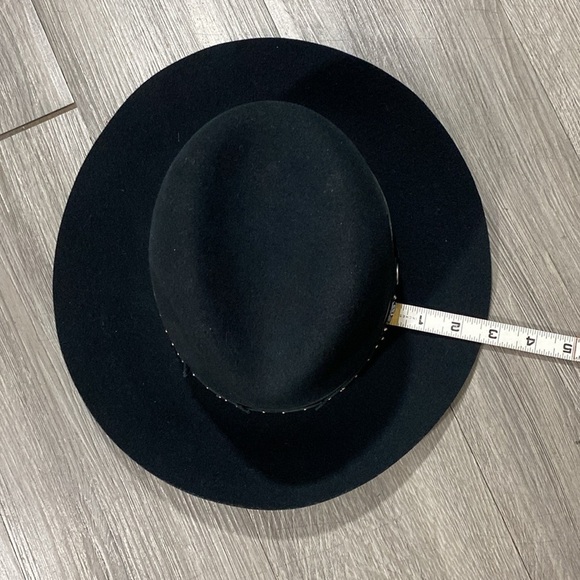 Rag & Bone Black Floppy Brim Fedora w/ Leather Scroll Band & Silver Studs size S - Picture 6 of 9